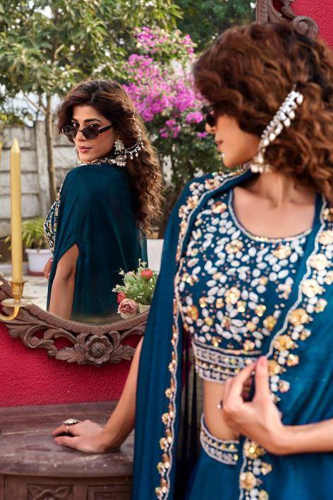Ram 169 Vichitra Silk Blue Bridal lehengha choli in hydrabad